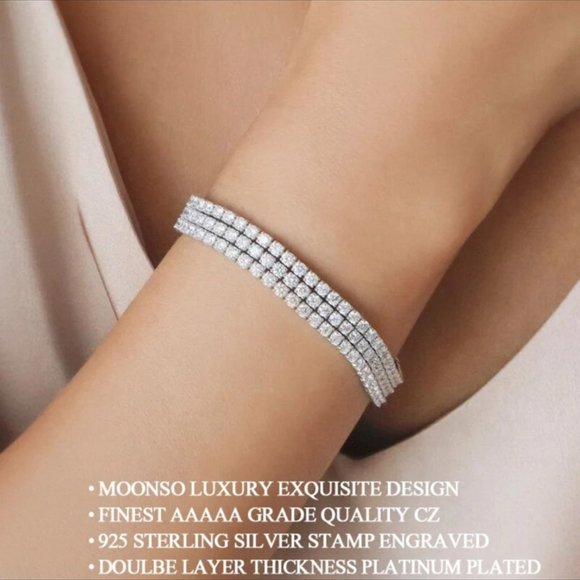 NEW LUXURY S925 DIAMOND SILVER BRACELET, NICE BRACELET, CUTE BRACELET - Picture 2 of 6